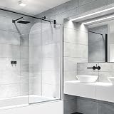 VeeBath Bath Screen Pivot 180° 6mm Toughened Glass 800x1400mm Jade Round view 7