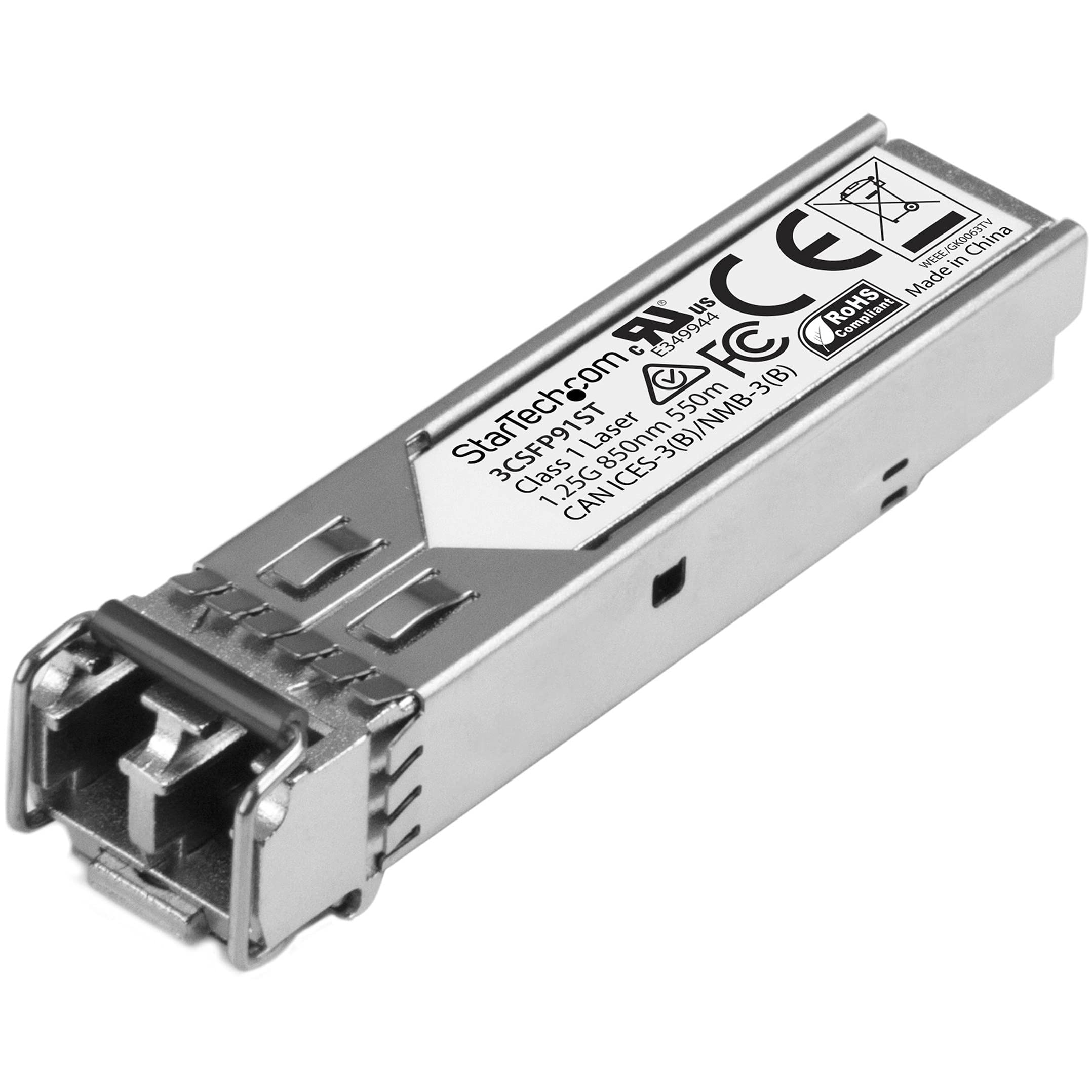 StarTech.com HPE 3CSFP91 Compatible SFP Module - 1000BASE-SX - 1GbE Multi Mode (MMF) Fiber Optic Transceiver - 1GE Gigabit Ethernet SFP - LC 550m - 850nm - DDM HPE 3812, 3824, 3848 (3CSFP91ST)