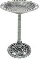 CHRISTOW Plastic Resin Bird Bath Round Pedestal Victorian Style Grey 60cm view 1
