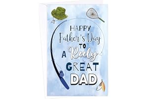 FANCY LAND Fishing Father's Day Card for Dad Funny Fish Pun Fathers Day Card Greeting Cards with Envelopes from Daughter Son