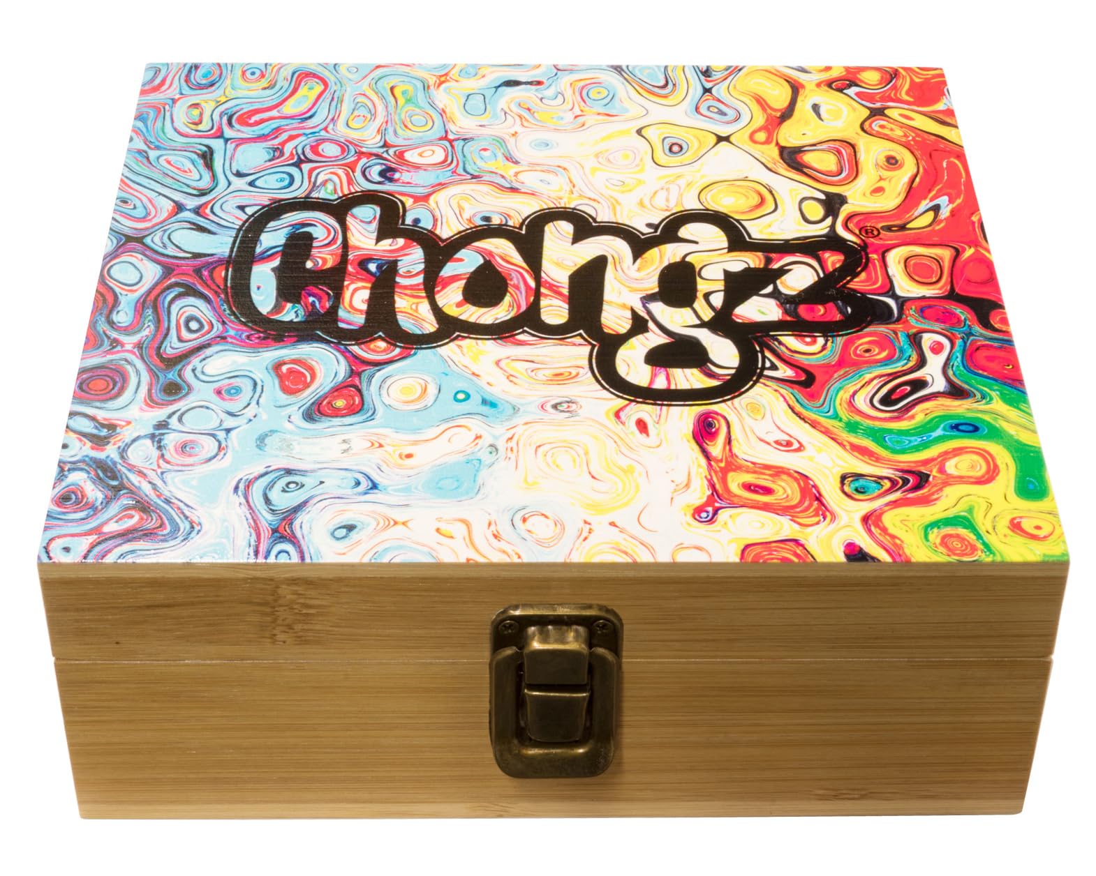 CHONGZ Large Bamboo Box 19cm x 17cm x 7cm (Bubbles)