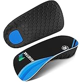 High Arch Support Insoles 3/4 Orthotic Inserts for Flat Feet Plantar Fasciitis Relief Overpronation, Shoes Insoles for Men Women Running, Black and Blue(Upgraded-L:Men 9-11, Women 10-12)