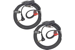 HYS 2.5mm 2-Way Radio Headset, G Shape Earphone with PTT Microphone, Walkie Talkie Earpiece for Motorola Talkabout T200 T400 T600 T800 T260TP MH230R MR350R FRS/GMRS Talkabout radios(Packing of 2)
