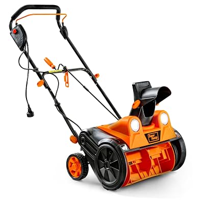SuperHandy Electric Snow Thrower Walk-Behind Blower Corded AC 120V 15A 18 x 10 Inch Clearing Path 25 Feet Throwing Distance 720 lbs/Min LED Headlights for Driveway Walking Path Yards