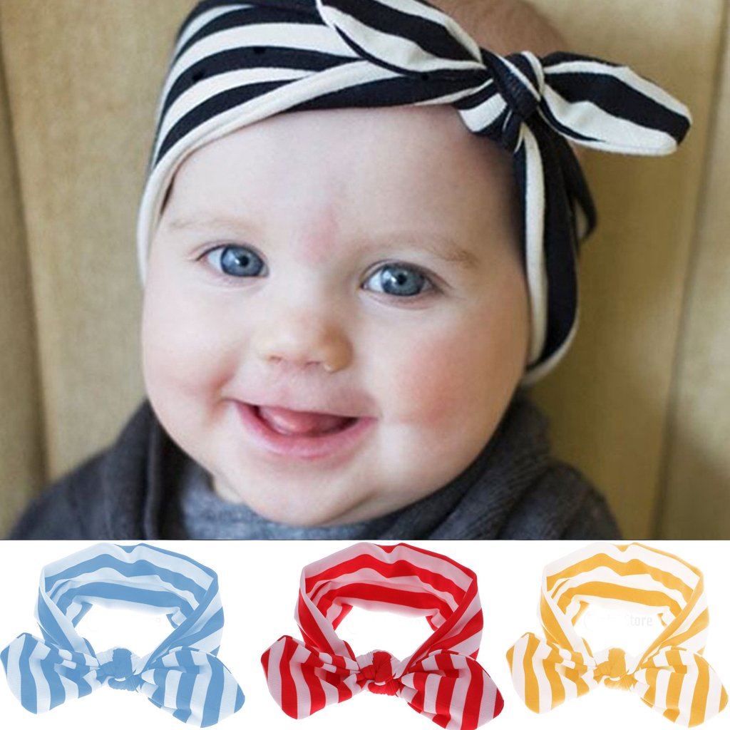 generic kid's cute bow stripe headband (black, 14.17x1.97-inch, in0256018256)