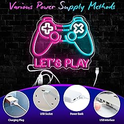 Gaming Neon Sign, Lets Play Game Led Neon Sign for