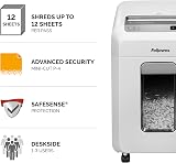 Fellowes 12Ms Mini-Cut Shredder 12 Sheets 4 x 12 mm 23 L Bin SafeSense Auto view 2