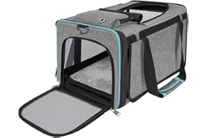 GAPZER Cat Carrier American, United, Delta Airline Approved/Soft-Sided Pet Travel Bag for Medium Cat 15+ lbs Small Dog Traveling Crate Under 15 Pounds TSA Approved Carrying Cage Underseat Cabin Gray