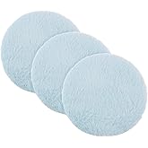 uxcell 3Pcs Dollhouse Miniature Carpet, 1:12 Fluffy Doll House Rugs Prop Small House Accessories for Doll House Furniture Decor Play, Blue Round