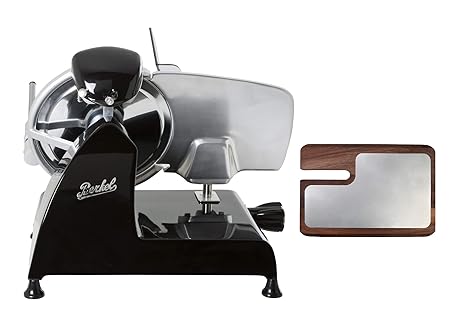 BERKEL - Allesschneider Red Line 250 + Schneidebrett aus Esche und Edelstahl (Schwarz)