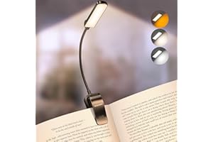 Glocusent 13 LEDs Book Lights for Reading at Night, 120 Hrs Runtime Rechargeable Reading Light, Eye Caring 3 Colors & 5 Stepl