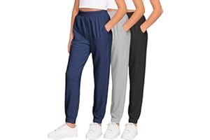 Sweet Hearts Girls Sweatpants - 3 Pack Girls' Activewear High Waisted Jogger Pants with Pockets: Made in USA (Sizes: 5-18)