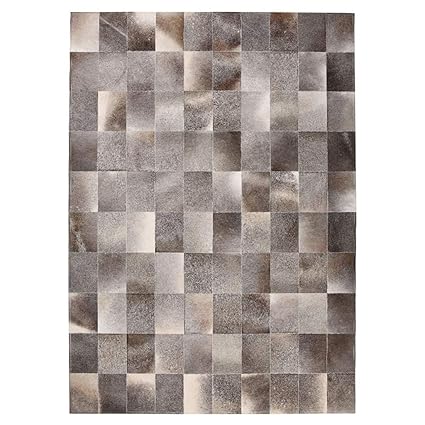 Tappeto Grigio In Pelle Di Mucca Stile Industriale