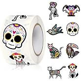 SANNIX 500 Day of The Dead Stickers, Dia de Los Muertos Mexican Sugar Skull | Cat Stickers Decals for Laptop, Water Bottle, Luggage Party Supplies, All-Purpose Labels