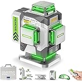 HueparPro Laser Level 360 Self Leveling, 4x360°Green Cross Line Laser Tool with Remote Control & 8000mAh Rechargeable Li-ion 