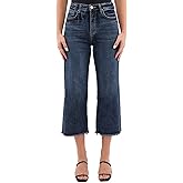 RFM Chloe High Rise Wide Leg Cropped Frayed Hem Jeans with Tummy Control Technology - Stretchy Denim (Available in Plus)