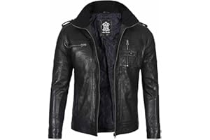 Decrum Mens Leather Jacket - Casual Real Lambskin Distressed Café Racer Style Leather Jackets Men