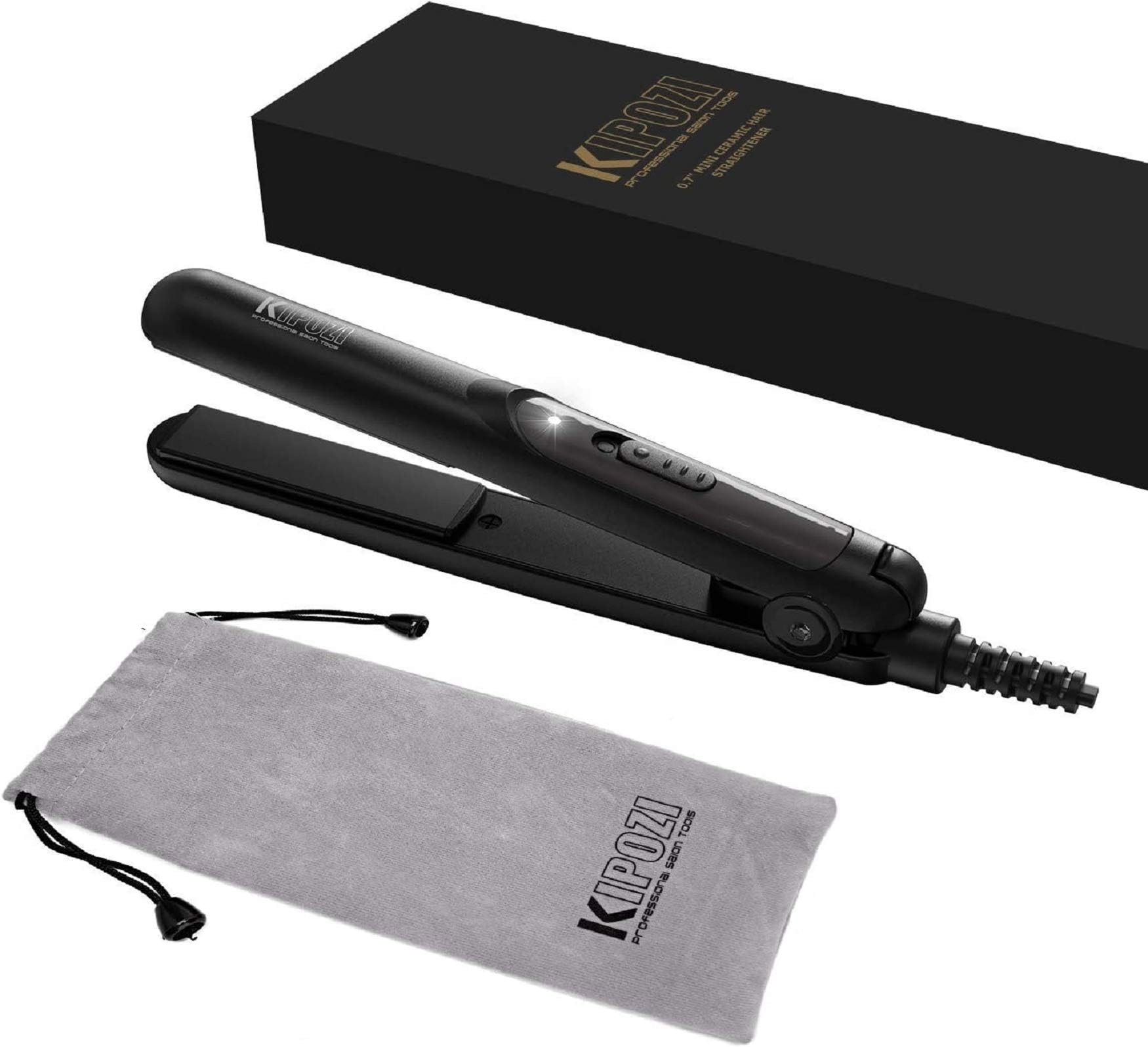 KIPOZI Mini Hair Straighteners little Straighteners fit into Handbag, Dual voltage with a Velvet Pouch for Travel.