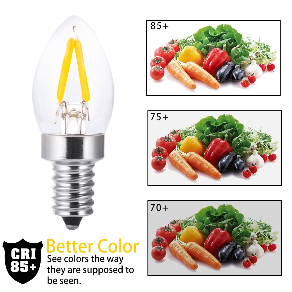 led Night Light Bulbs,Salt Lamp Bulbs,C7 1W Led Filament Bulbs,Refrigerator Indicator Bulb, Mini Light,Candle Bulbs,10W Incandescent Replacement Bulb,Torpedo Shape,E12 Warm White 2700k,Dimmable(6PCS)