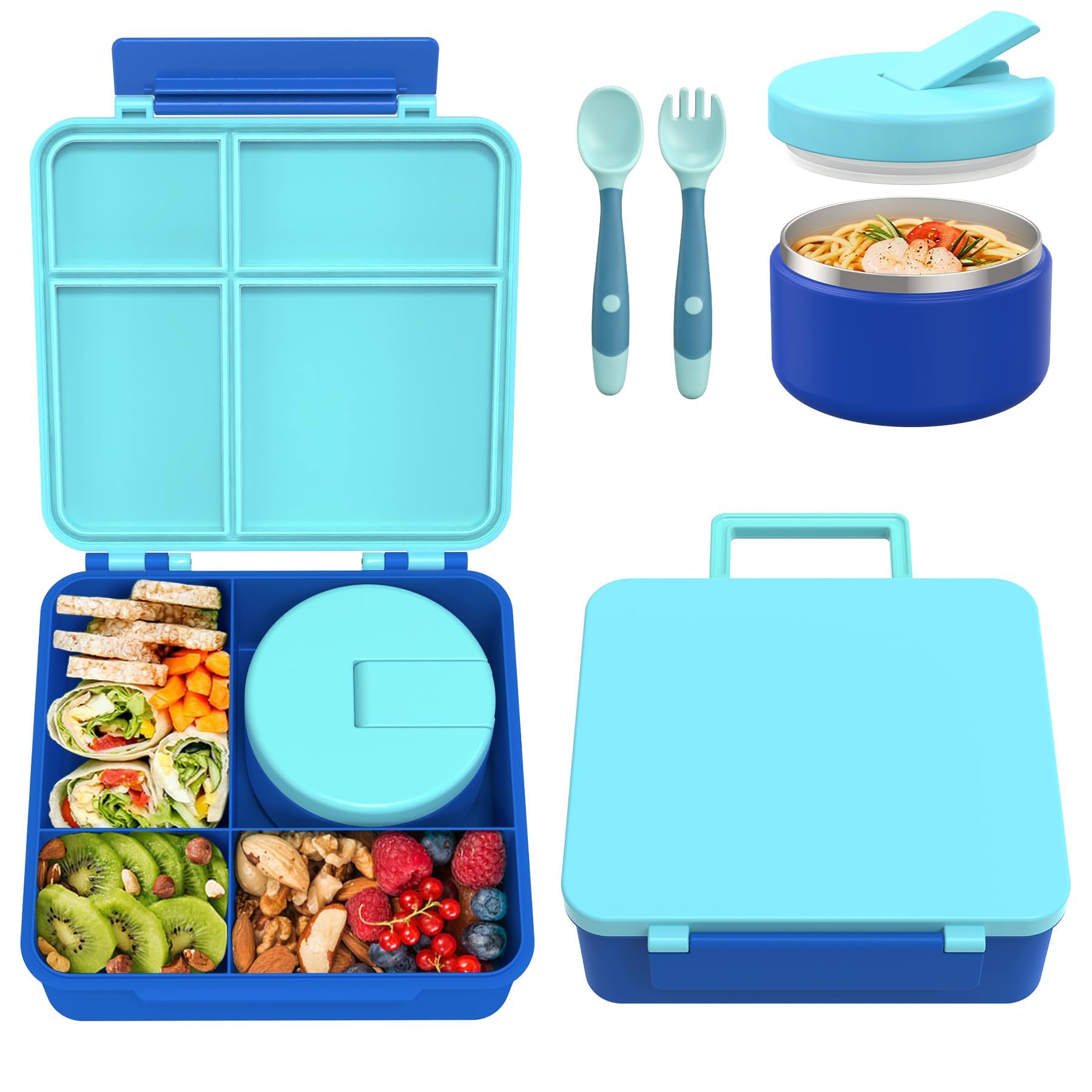 Photo 1 of ***************THIS IS PINK, NOT BLUE*********************
Pawtong Bento Lunch Box with 8oz Soup Thermo, Kids Leakproof Lunch Food Containers with 4 Compartment, Kids Thermo Insulated Hot Food Jar for School, Trvael?Blue