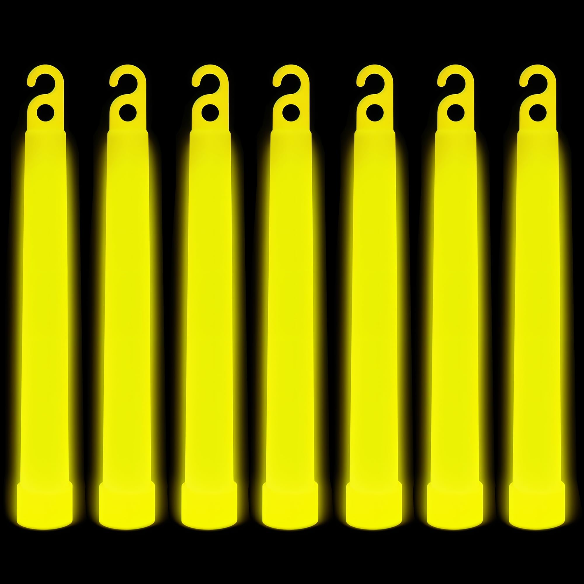 Trimming Shop 6 inch Glow Sticks Lanyard Premium Ultra Bright Glow in the Dark Rod Mega Party Pack of 25 (Yellow) for New Year’s Eve, Graduation Party, Camping — image 1