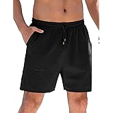 OLEMEK Men's Casual Shorts Cotton Elastic Waist Drawstring Shorts Summer Beach Shorts with Pocket