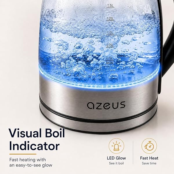 AZEUS 1.8L ELECTRIC KETTLE CX-817 – FAST BOIL, AUTO SHUT-OFF, BOIL-DRY PROTECTION, 360° SWIVEL BASE – STAINLESS STEEL WATER BOILER FOR TEA, COFFEE, AND HOT WATER