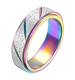 ALEXTINA Dainty Anxiety Ring Rainbow Spinner Ring