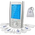 Belifu Dual Channel TENS EMS Unit 24 Modes Muscle Stimulator for Pain Relief Therapy, Electronic Pulse Massager Muscle Massager with 10 Pads, Dust-Proof Drawstring Storage Bag, Fastening Cable Ties