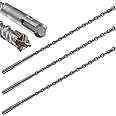 Wensilon Concrete Drill Bit Lengthening 3pcs 3/8" X 12"-10" Cross-Type Double Thread Carbide Material Suitable for Brick, Cement Walls, Stone, Extra Long Hammer Drill Bits