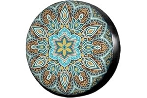 KiuLoam Boho Mandala Turquoise Spare Tire Cover Polyester Universal Sunscreen Waterproof Wheel Covers for Trailer RV SUV Truck and Many Vehicles (16" for Diameter 29"-31")
