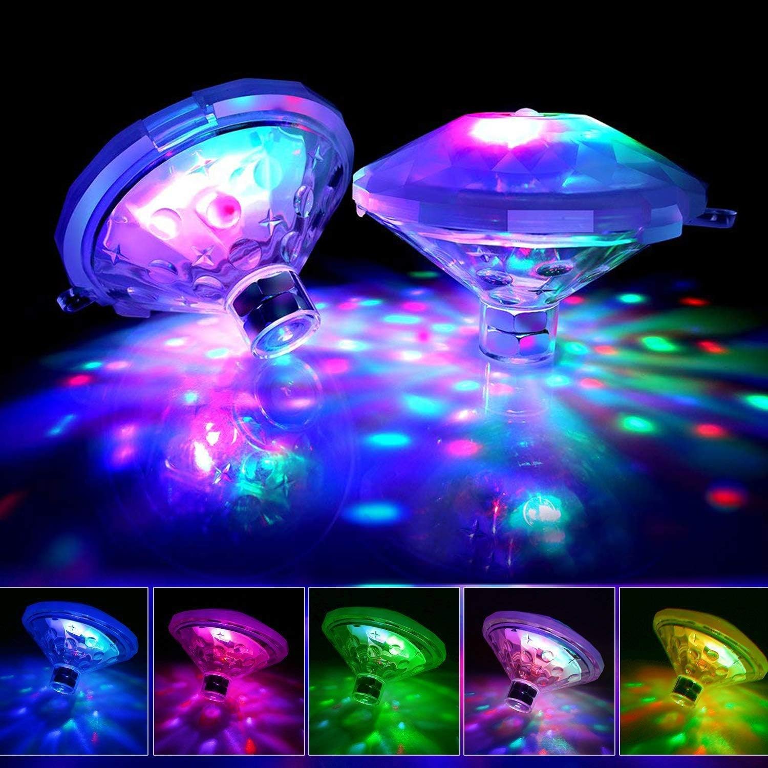 Pool Lights,Floating Led Lights Waterproof, Colorful Swimming Pool Lights Pond Lights Baby Bath Lights The Tub with Screw Driver for Pond, Aquarium, Party, Wedding, Home Decoration, Christmas(2-Pack)