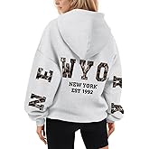 Wedsadl Women Leopard Print New York Hoodie Vintage Sweatshirt Y2k Oversized Graphic Hoodies Cotton Pullover Tops