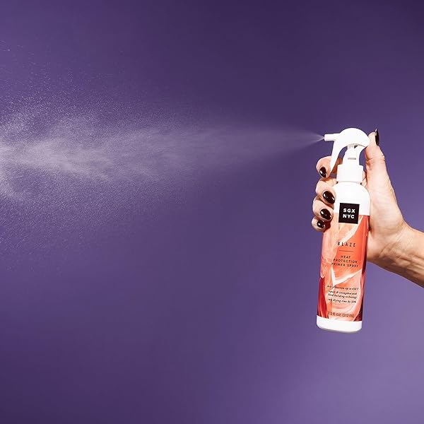 SGX NYC BLAZE LEAVE-IN HEAT PROTECTION AND PRIMER – HEAT PROTECTOR INFUSED WITH CERAMIDES – HEAT STYLING SPRAY REVITALIZES DAMAGED HAIR – 7.2 OZ, CRANBERRY