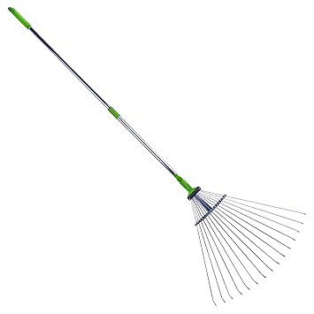 Sharpex Adjustable Garden Leaf Rake (7 inch - 37 inch, Green)