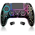 ewnol Wireless Controller for PS4/Slim/Pro/PC, Cool RGB Gamepad with Dual Vibration/Motion Sensor/9 Adjustable LED Colors/TURBO/Program Buttons - Galaxy