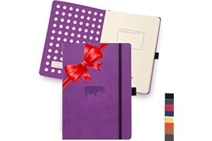 DINGBATS* NOTEBOOKS Dingbats* Wildlife Dotted Writing Journal Notebook A5 - Vegan Leather Hardcover - Ideal for Work, Travel - Pocket, Elastic Closure, & Bookmark