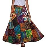 Agan Traders 2026 Long Flowy Maxi Skirts for Women – Elastic High Waist Wrap Trendy Skirt - Boho Tiedye Patched Women's Skirt