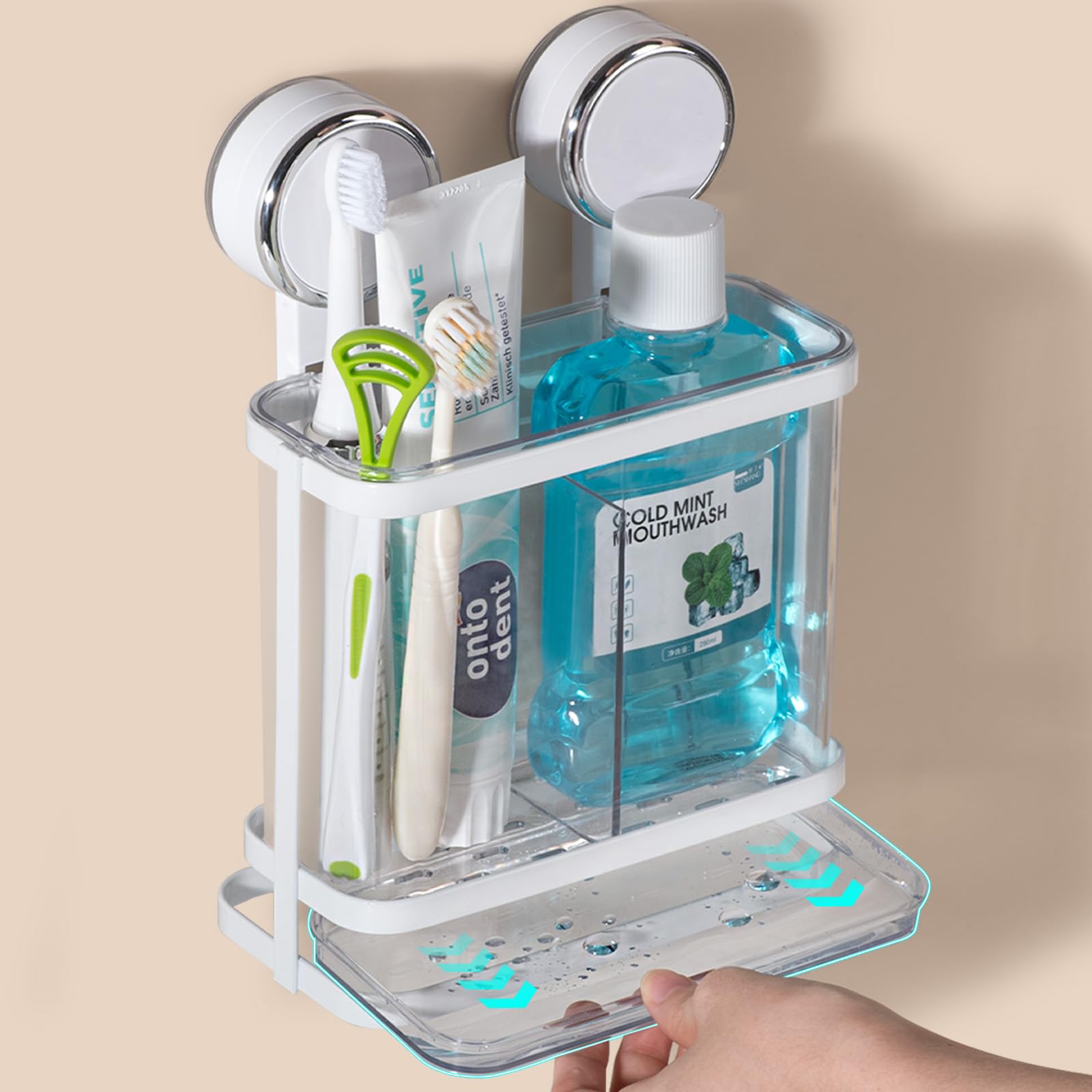 Photo 1 of ****FINAL SALE NOT RETURNS****Toothbrush Holders Wall Mounted for Bathrooms, Suction Cup Electric Tooth Brush and Toothpaste Organizer Razor Holder for Shower, Countertop, Vanity, Clear