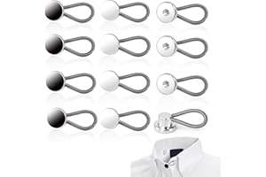 OSOPOLA 12 Pcs Collar Extenders - 3 Styles Neck Extender Elastic Button for Expanding Length for Men Women Dress Shirts (Black, White, Silver) HE1212