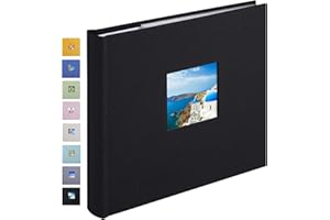 1DOT2 Photo Album 4x6 Hold 60 Photos with Memo Vertical Slip-in Pockets Photo Book, Linen Cover Picture Photo Albums with Writing Space for Wedding Baby Mother's Day Black