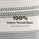 YOUDENOVA Cotton Rope Basket Large 58L 50cm x 38cm Grey with Handles view 3