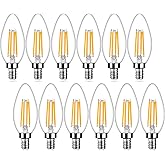 12-Pack Dimmable E12 LED Candelabra Bulbs 40Watt Equivalent, 2700K Warm White, 450Lumens, 4W B11 Vintage Chandelier Light Bulbs, LED Filament Clear Glass Candle Lamp for Ceiling Fan Home Decor1