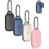 (4-Pack) Silicome Case for Tile Pro 2024, Waterproof Tile Pro Holder Full Body Protective Cover Compatible with Life360 Pro Tile Tracker with Keychain (Black/Off White/Blue/Pink)