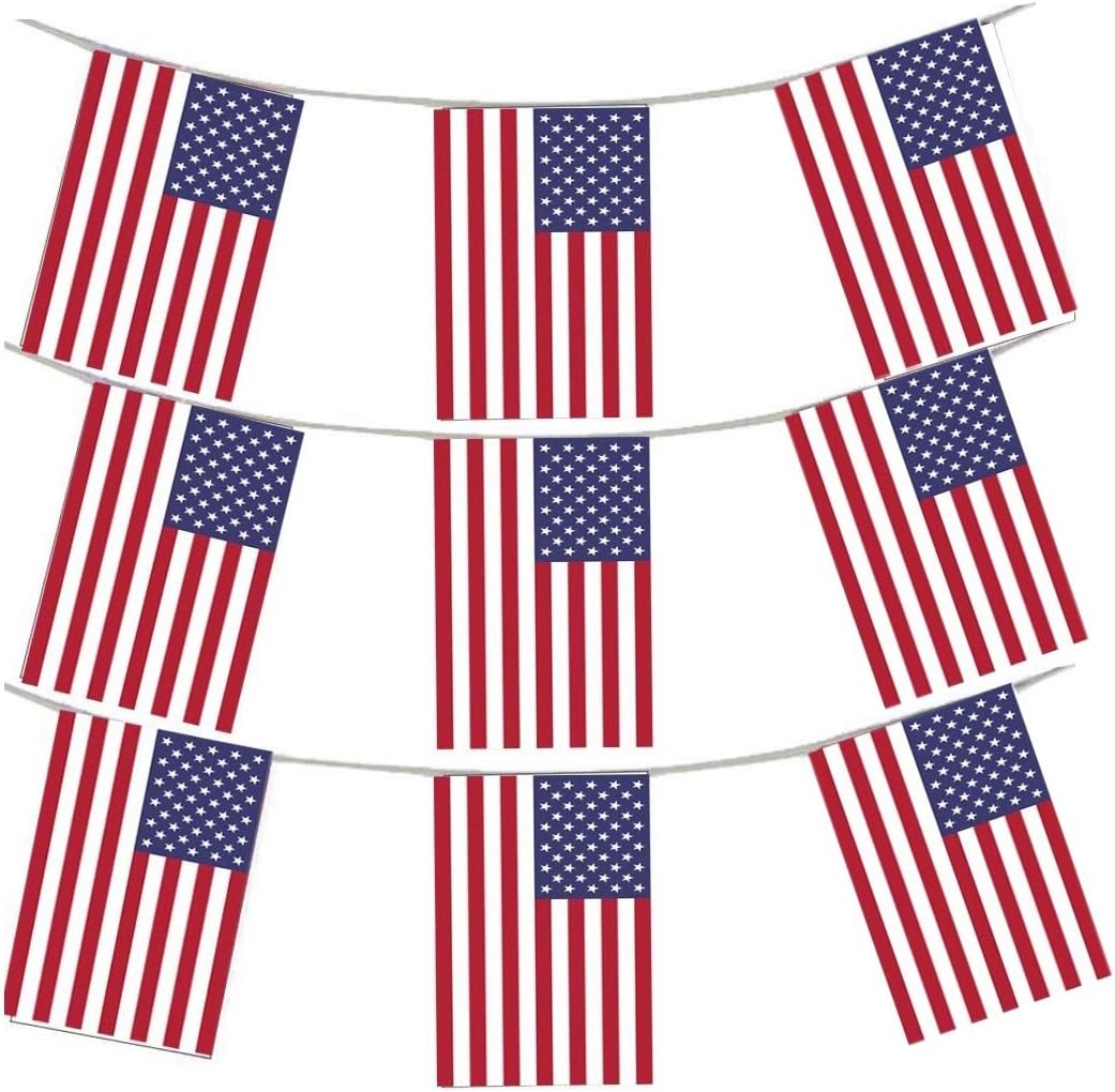 MEGA VALUE USA Flag Bunting, 36ft (11m) Long with 36 Flags, American Patriotic Banner for 4th of July, Independence Day