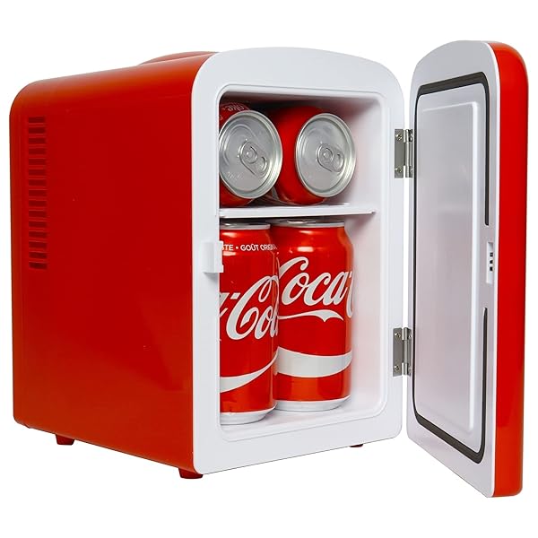 COCA-COLA 12V PORTABLE 4L COOLER/WARMER, AC/DC POWERED, POWER CORDS INCLUDED, COMPACT TRAVEL SPEAKER AND PERSONAL MINI-FRIDGE, UNIQUE GIFT FOR MUSIC-LOVERS