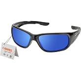 Elvex Delta Plus RSG100 Impact Sunglasses, Black Frame/Blue Mirror Lens, unisex