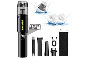 SZFIXEZ Handheld Car Vacuum Cleaner, Cordless Portable Vacuum, 20KPA Powerful Suction Vacuum with LED Light, 2-in-1 Air Inflator Vac, Low Noise Rechargeable Mini Handheld Vacuum for Car Home Pet Office