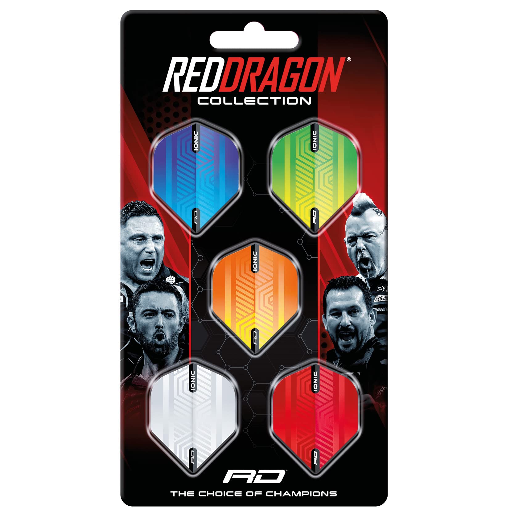 RED DRAGON Darts – Dart Flights 5 Sets Per Pack (15 in Total) Extra Thick 100 Micron – Standard Shape Dart Flights - Professional Darts Accessories (Multi)