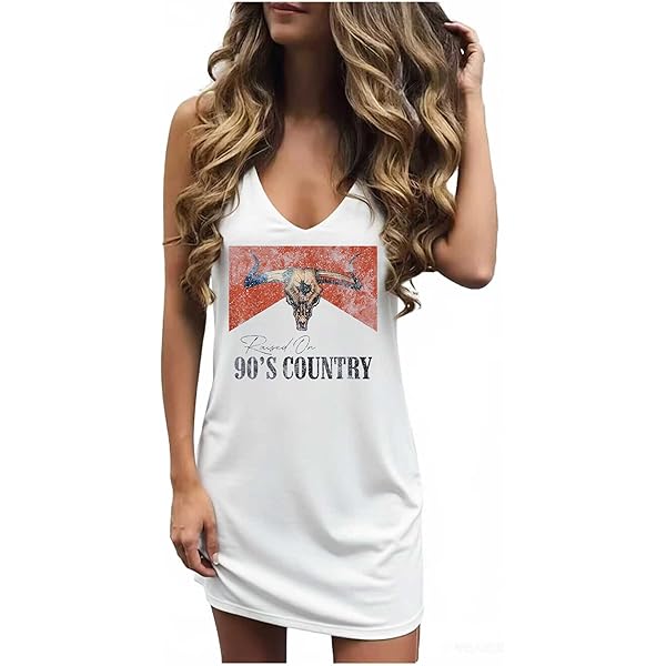 country concert t shirt dress Vintage Rock Country Music Dress for Women Cowgirl Graphic Mini Dress Rock Concert Band Summer Tank Top Short Dress(Black-212,Small) at Amazon Women's Clothing store